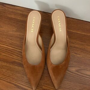 Coach Women's Brown Suede Mules